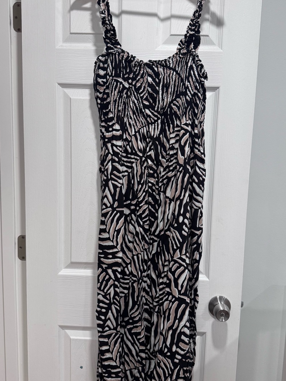 Black and Cream Print Maxi Dress